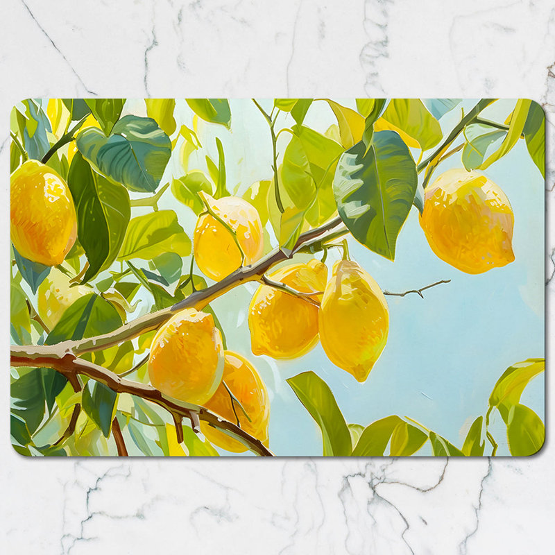Lemon Tree Placemats And Coaster Set With Bright Yellow Lemons