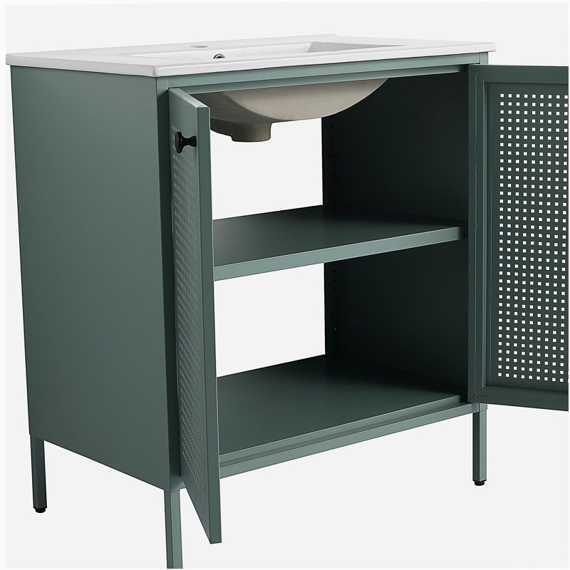 Meuble-lavabo autoportant de 30 pouces avec comptoir en céramique