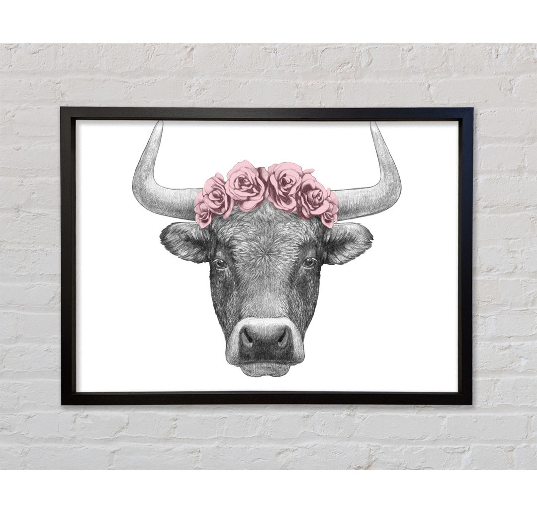 Rose Bull Head - Einzelner Bilderrahmen Kunstdrucke auf Leinwand