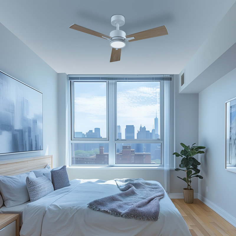 42 in. Ceiling Fan with LED Light, Remote Control, WhisperQuiet DC Motor, 6 Speeds, Reversible Blades, White