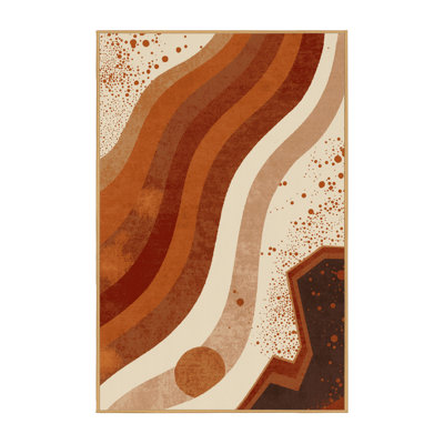 Tapis brun moelleux doux et moelleux contemporain de style chutes d'Iguazu en Argentine - reliure brun clair