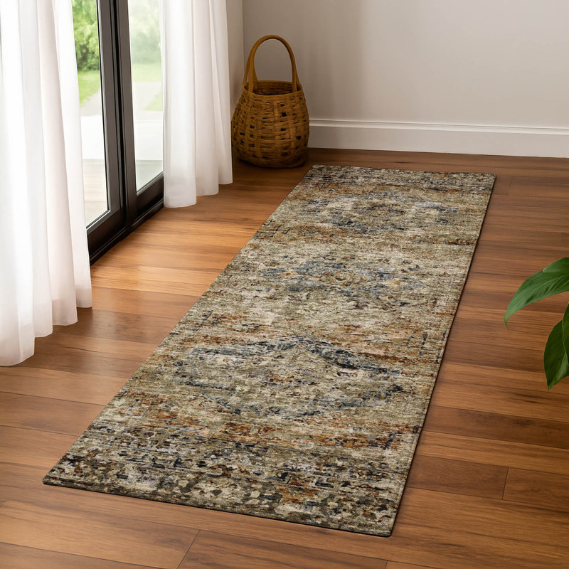 Premium Machine Washable Mayfield global Rug, 2'3" x 7'6" Runner, Copper