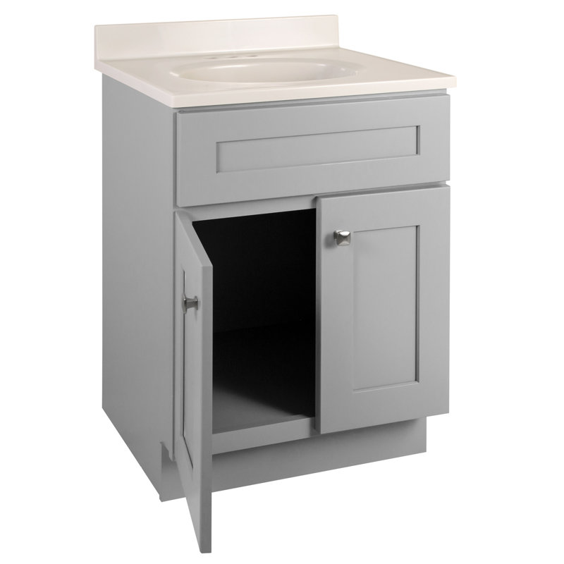 Meuble-lavabo de 25 po avec plateau, prêt à assembler, Sherwin Williams - Design House, 584722, Tourbillon ivoire, Gris
