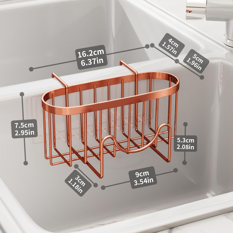 Porte-éponge en acier inoxydable peu encombrant - rangement efficace pour les éviers doubles, H 2,95 po x l 6,37 po x P 2 po