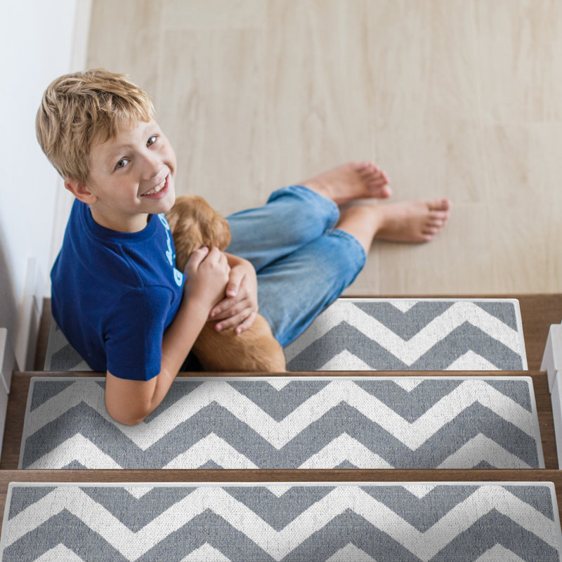 Tapis d'escalier intérieur antidérapant Ghiselin, gris