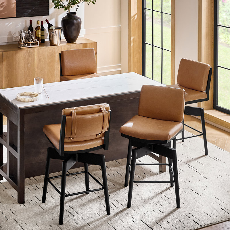 Lafrance Modern Barstool with Adjustable Features, Camel, 2