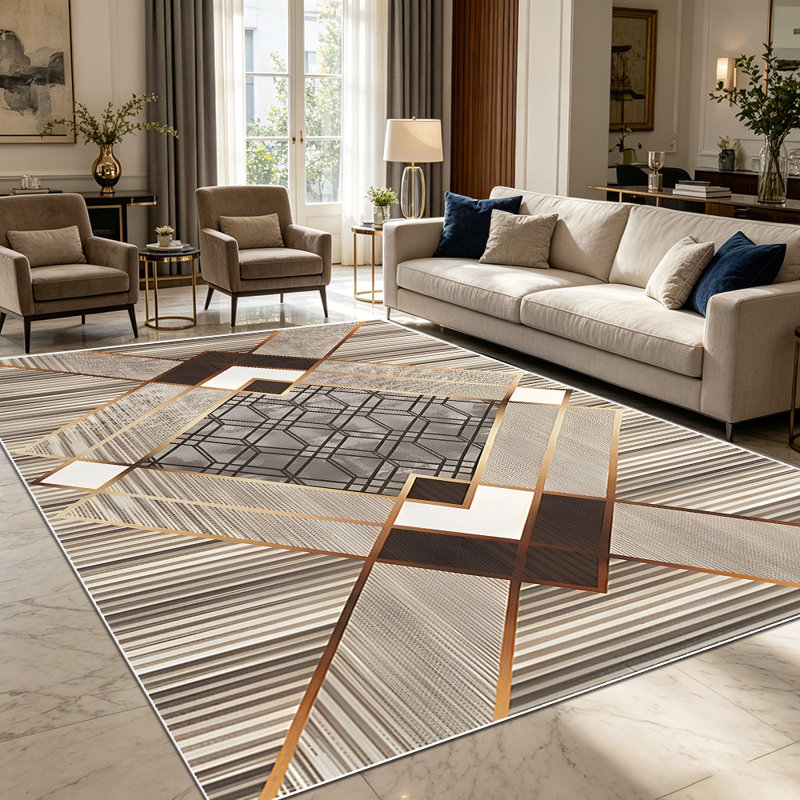 1PC Geometric Art Deco Striped Diamond Pattern area rugs for Living Room, Soft and Comfortable, Suitable for all seasons, easy-to-maintain, machine washable Indoor floor mat, Under Table Farmhouse suitable for dining room, bedroom, entryway, home