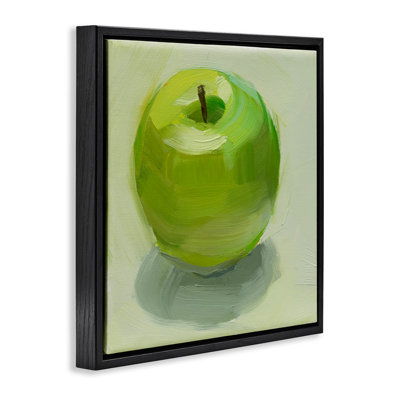 Juicy Green Apple Framed Floater Canvas Wall Art by Jenny Westenhofer