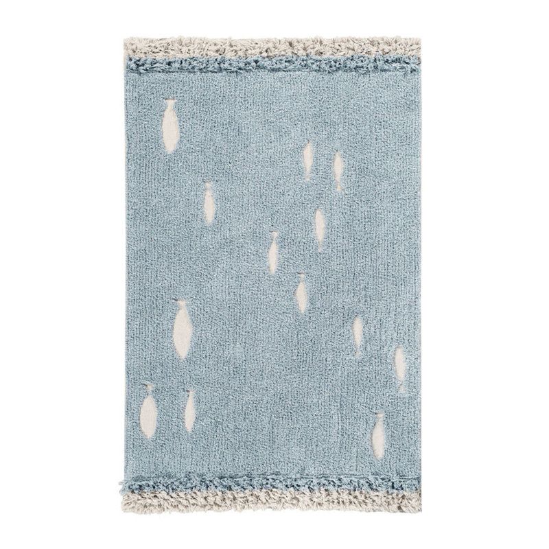 Tapis bleu turquoise touffeté à la main 4 pi x 6 pi 3 po