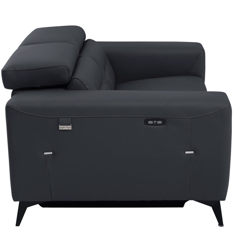 Cuir grainé avec fauteuil inclinable Global United, Gris foncé
