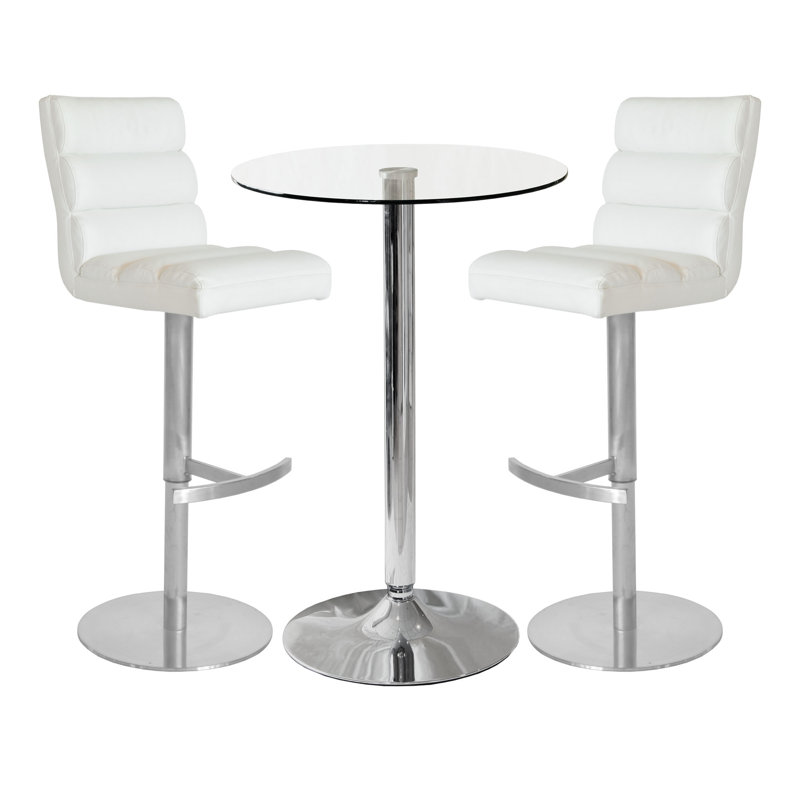 Folwell Glass Dining Set, White, H90 x L60 x W60cm