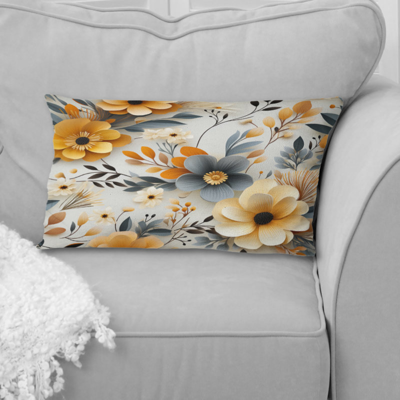Coussin décoratif gris pré floral gris