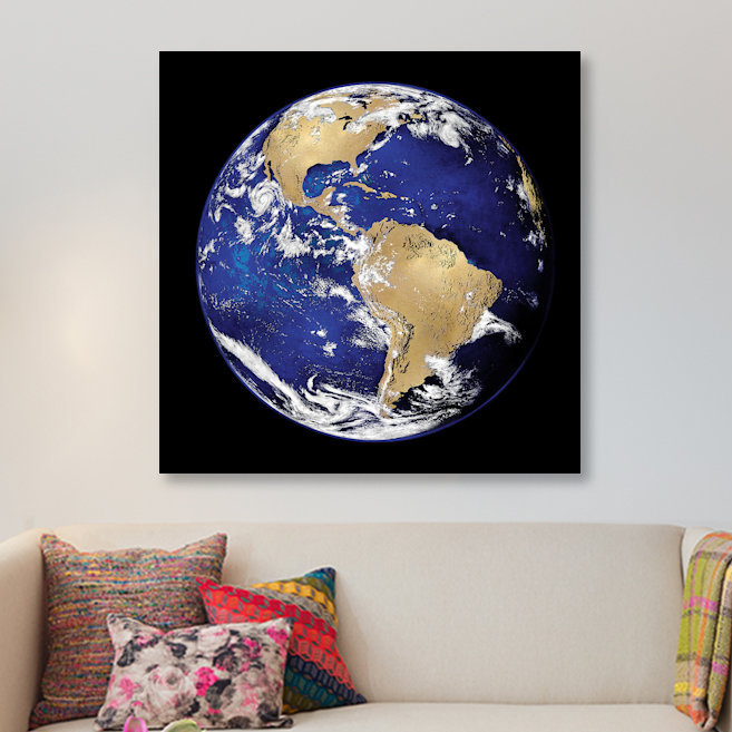 « world turning v », reproduction d’impression sur toile, H 18 po x l 18 po x P 1,5 po, Toile avec cadre noir, Pas de tapis