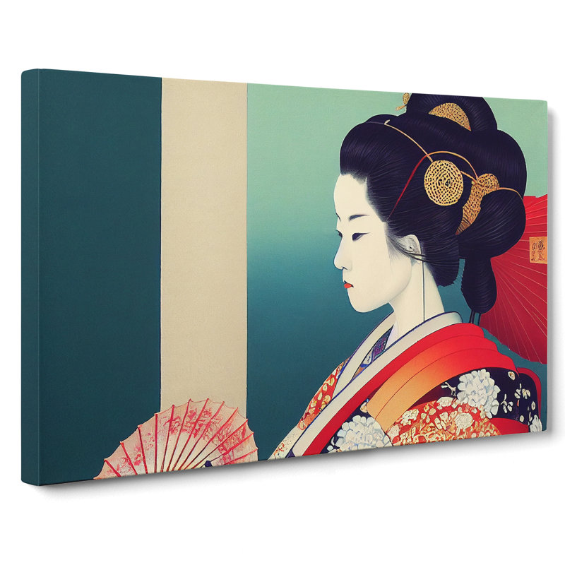 A Stunning Geisha - Wrapped Canvas Print, 40cm H x 60cm W x 3cm D