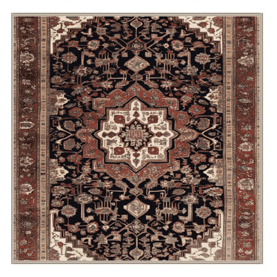 Machine Washable Persian Brown Area Rug