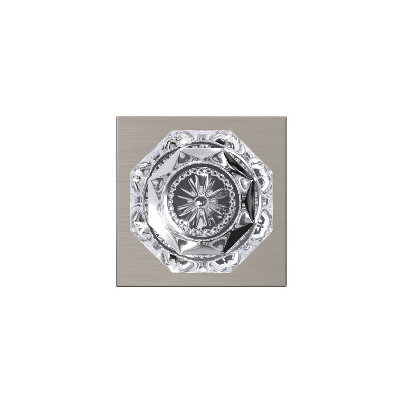 Alexandria Non-Turning Glass Knob with Collins Trim, Satin Nickel