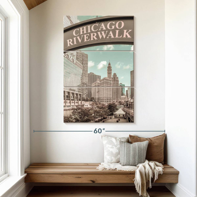 Nicci Chicago Riverwalk, style rétro, H 50 po x l 32 po