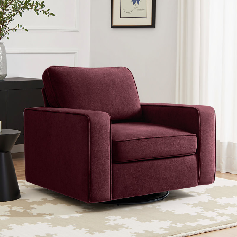 Fauteuil pivotant rembourré de 36,2 po de largeur,  Merlot