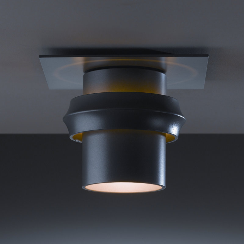 Plafonnier semi-encastré d'extérieur à 1 ampoule Twilight, Noir, H 6,8 po x l 9 po x P 9 po