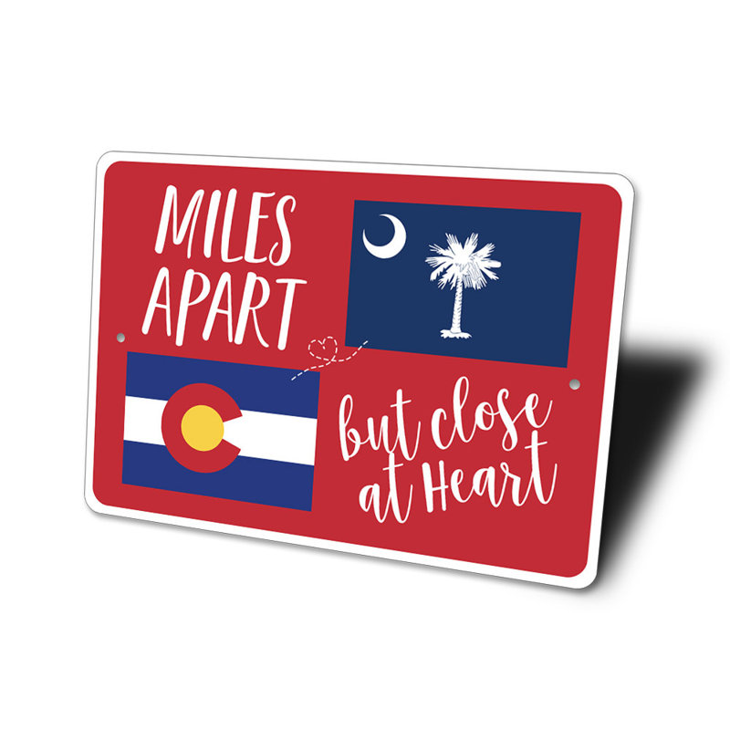 Signe en aluminium «Milespart but fermer au cœur», H 12 po x l 18 po x P 0,06 po