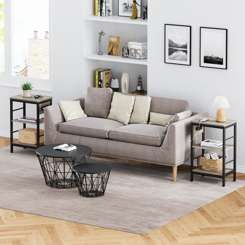 Table de bout avec station de charge, gris