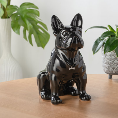 Zermeno Glam Ceramic Black French Bulldog Sculpture