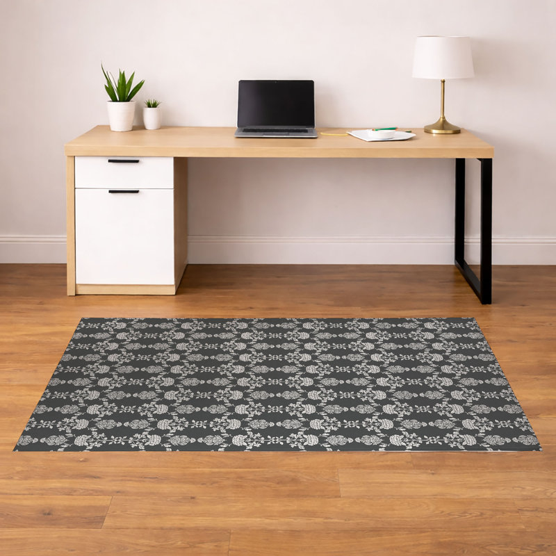 Pia Decorative Lightweight Office Mat, 60" W x 36" D, Charcoal