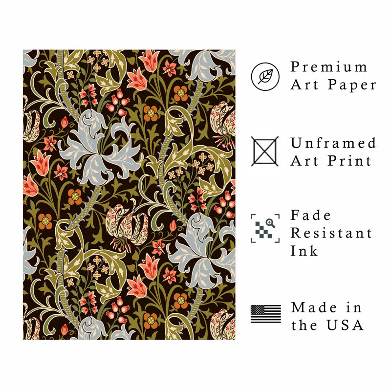 «Botanical William Morris Style», reproduction d'art classique sans cadre IV, H 30 po x l 20 po
