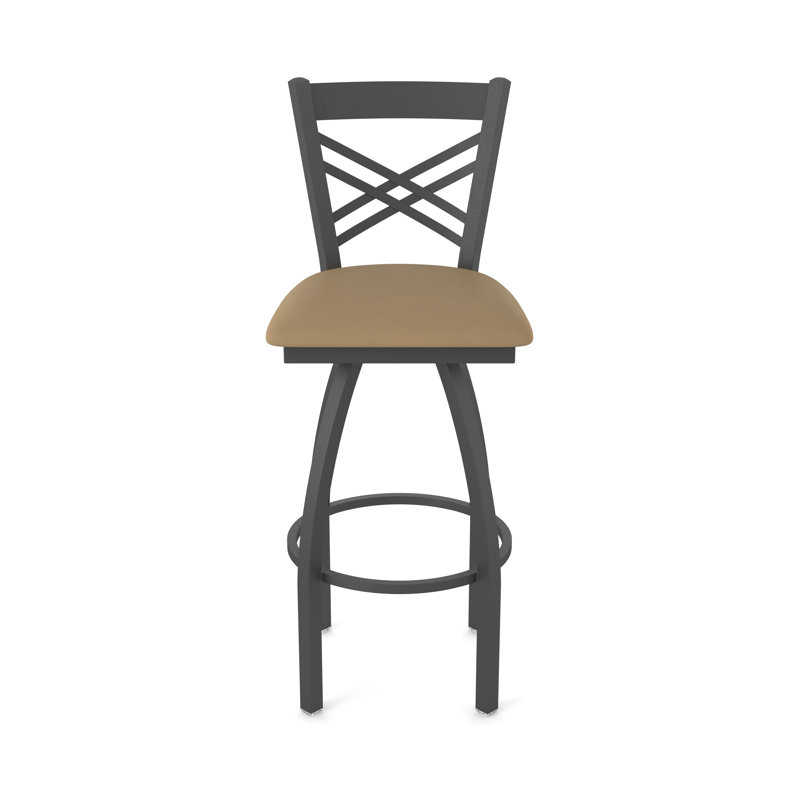 820 Catalina Swivel Stool, Pewter, Vinyl-Canter Sand, Extra Tall (36" Seat Height)