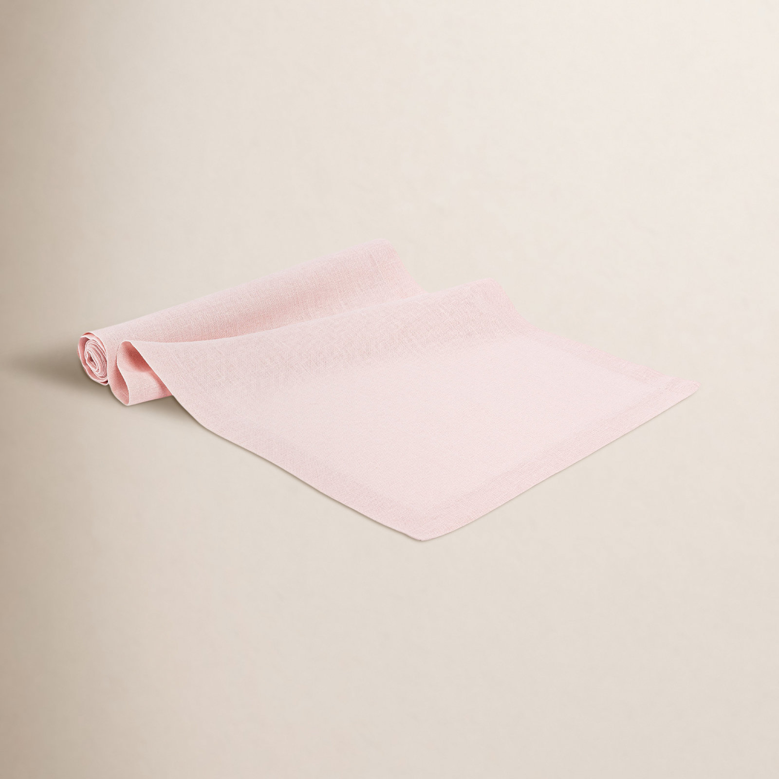 over&back Washed 100% Linen Table Runner - Machine Washable, Pink, 18" W x 108" L