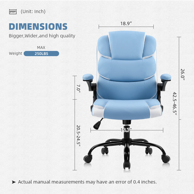 Fauteuil de direction en similicuir, Bleu