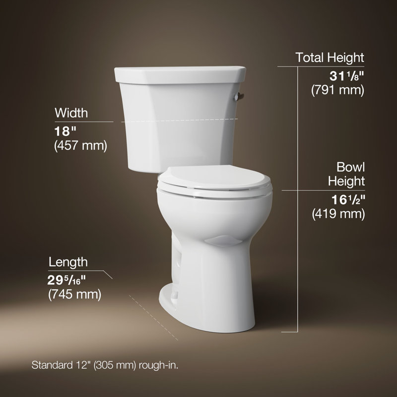 Highlinetwo-Piece Elongated Toilet, 1.0 Gpf, White/Oil Rubbed Bronze