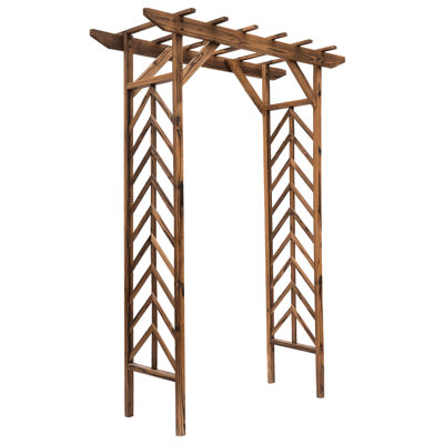 Arche de jardin en bois de 200 cm avec treillis - Style pergola élégant pour les cérémonies et les mariages classiques. Construction en bois massif. Le bois embellit votre espace. Montage facile.