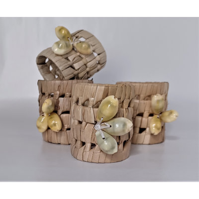 Woven Pandan Set Of 4 Napkin Rings