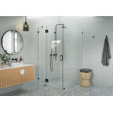 Halo 42 in. x 48 in. x 78 in. 90-degree Fully Frameless Glass Hinged Shower Enclosure