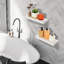 Tablette flottante en bois massif 3 pièces Makalani, blanc-757134637-757134634