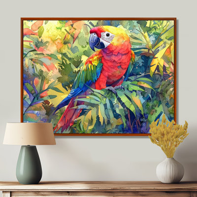 Aquarelle, perroquet sous les tropiques II - oiseau grand, art mural