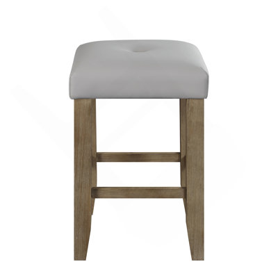 Tabouret à hauteur de comptoir Charnell en cuir synthétique gris et chêne (ensemble de 2)