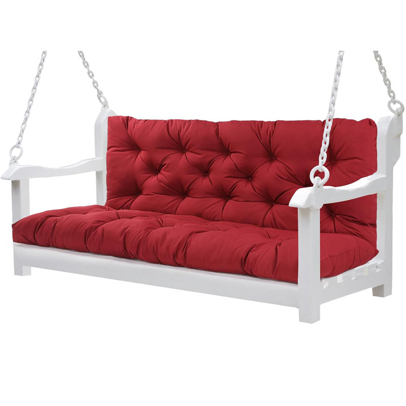 Outdoor Porch Swing Cushions Waterproof, Swing Cushions Thicken 4" 2-3 Seater Cushions Swing Replacement Seat Cushions with Backrest, for Outdoor Furniture Patio Lawn Garden