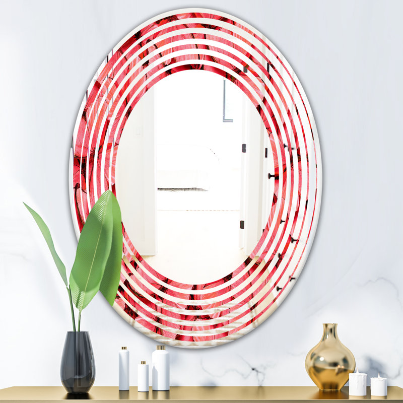 Coastal Frameless Wall Mirror, 31.5" H x 23.7" W, Wave Butterflies