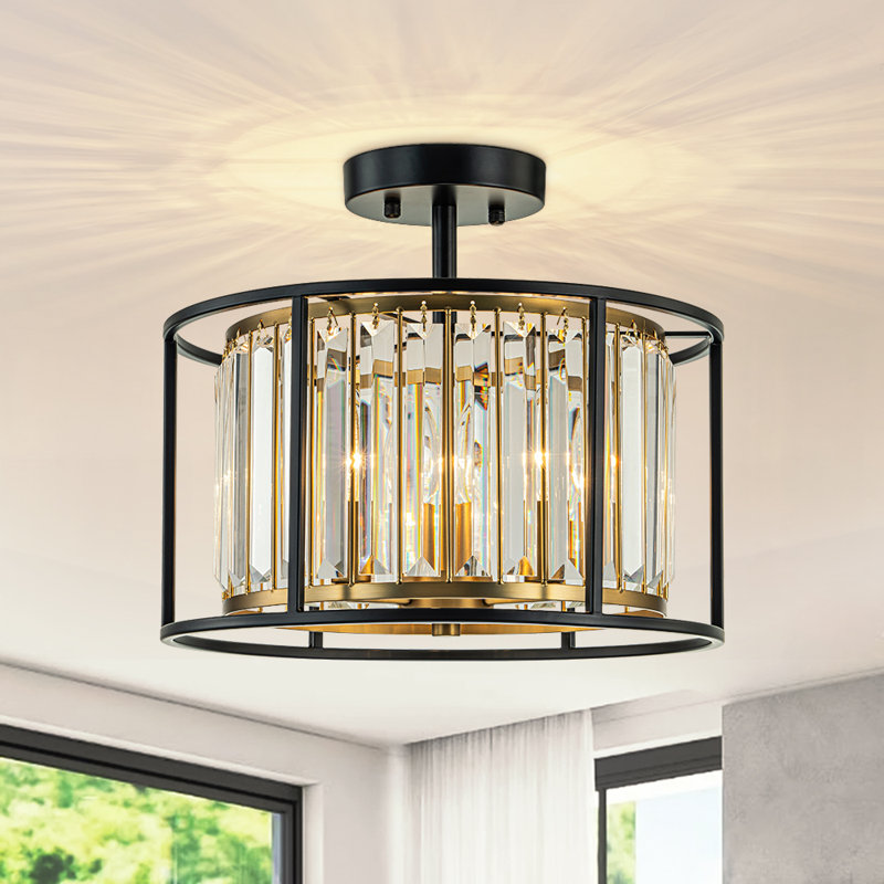 Plafonnier semi-encastré en cristal 3 lumières Sarino