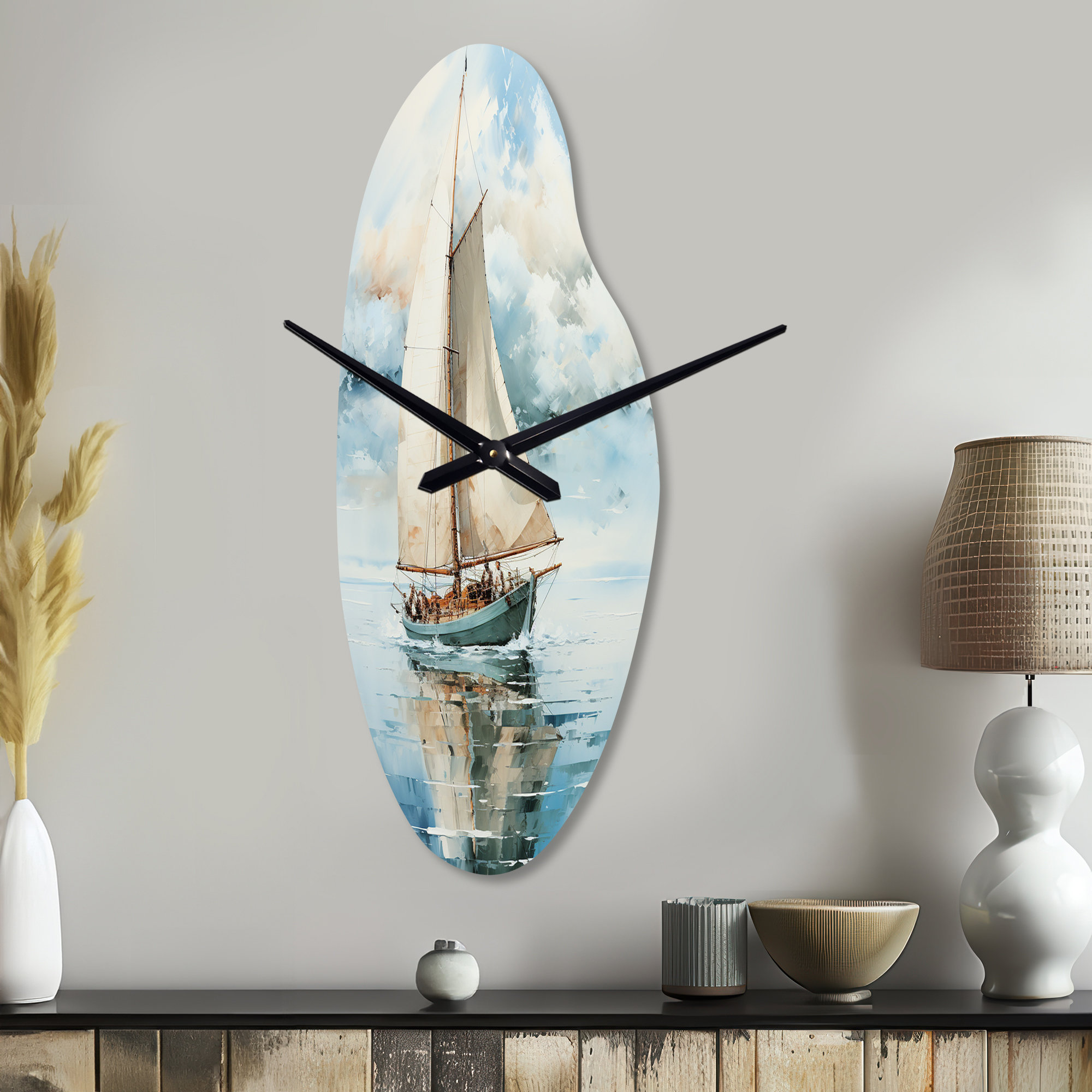 Sailboat Rocking Clock East Urban Home Minimalism Sailboat Serene II - Boat Sailing ...