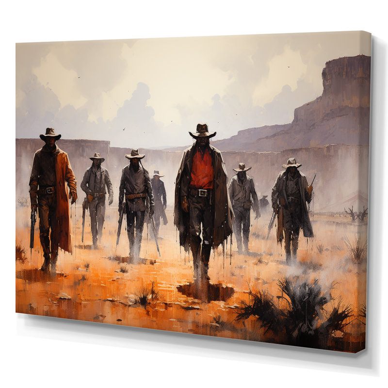 «Western Frontier Vigilantes Cowboys I», art mural sur toile Western, H 16 po x l 32 po x P 1 po, Toile tendue