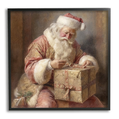 ba-853 - Cadeau de père Noël rétro encadré par Riley B, image unique, estampe numérique encadrée