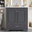30" French-Inspired Bathroom Vanity with Ceramic Sink | Solid Wood Frame, 2 Soft-Close Doors with Adjustable Shelf & Drawer, Stripe Carved Details for Vintage Charm-131246844