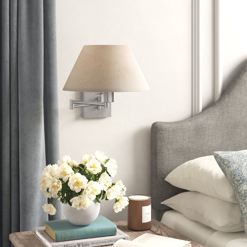 Mckella Swing Arm Sconce, Brushed Nickel, Oatmeal