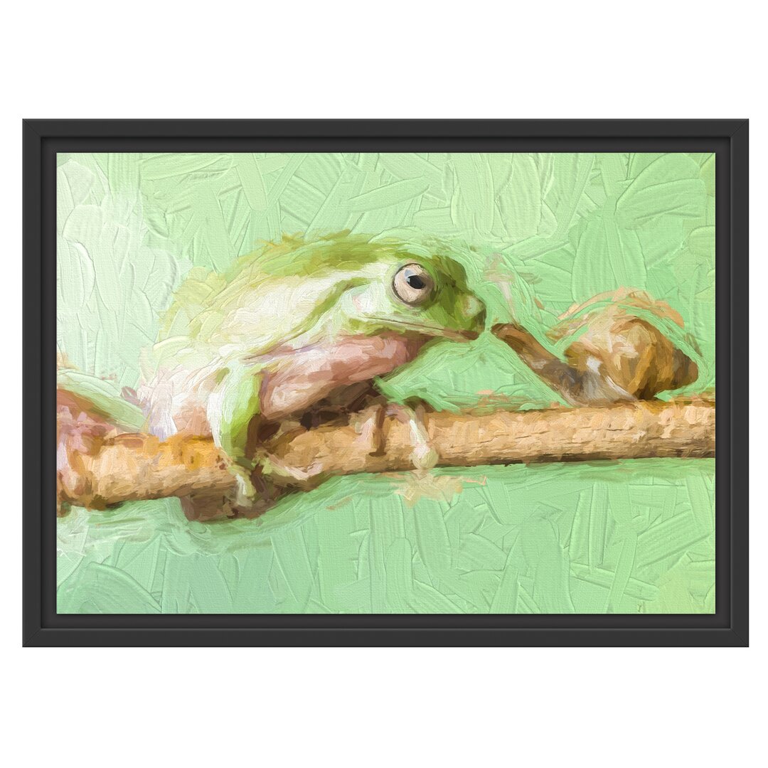 Gerahmtes Poster Der Frosch und die Schnecke