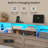 Queen Bed Frame with Spacious Storage Headboard and 4 Drawers Farmhouse LED Metal Platform Bed with Charging Station No Boxing Need-370782390-400191143