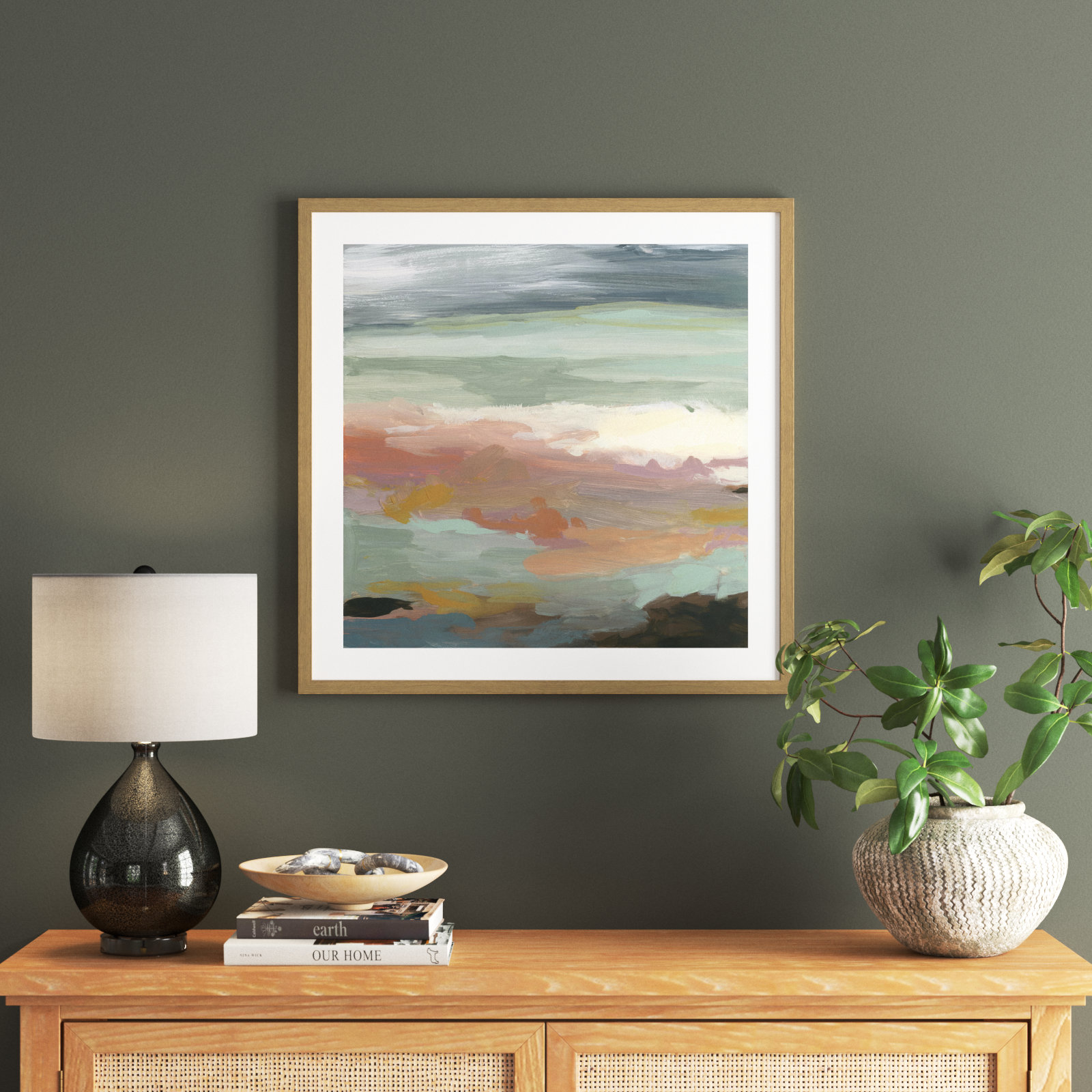 Ocean Bluffs by Carol Robinson - Painting Print on Paper, Picture Framed Paper, 28.75" H x 28.75" W, Silver