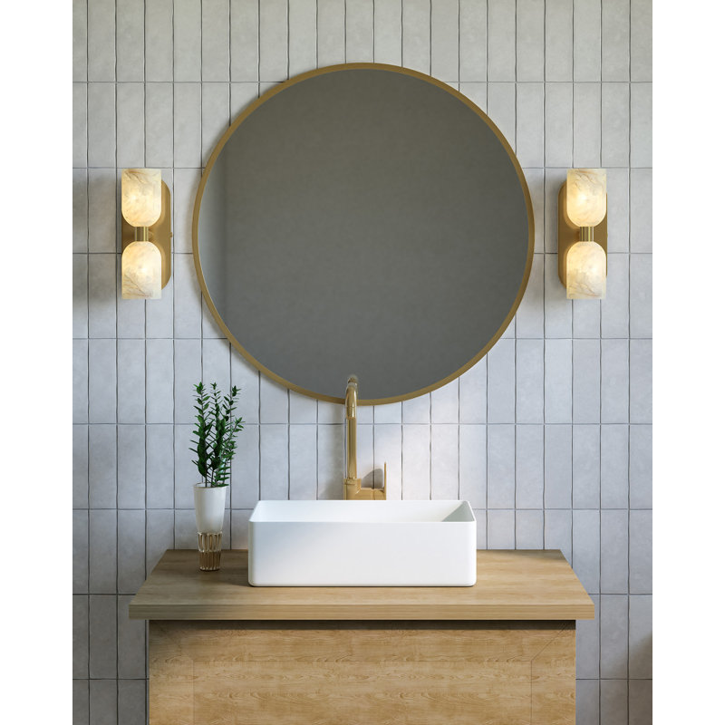 Éclairage pour meuble-lavabo 2 lumières Lucian, Albâtre / laiton rétro